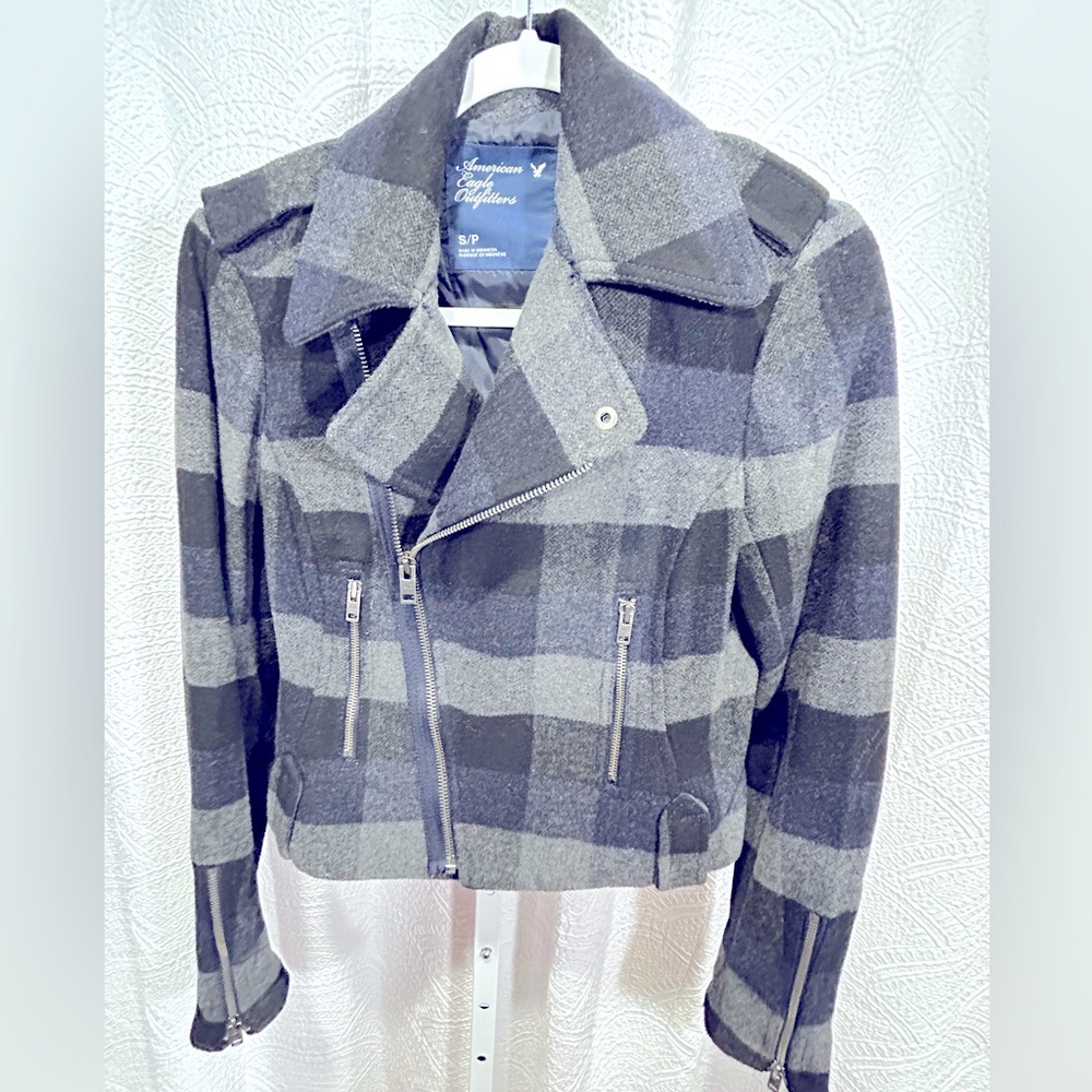 American Eagle Plaid Blue Jacket